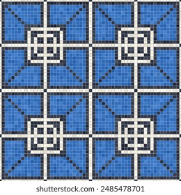Mosaic tiles  background, seamless vector pattern