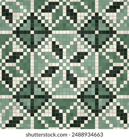 Mosaic tiles  background, seamless vector pattern