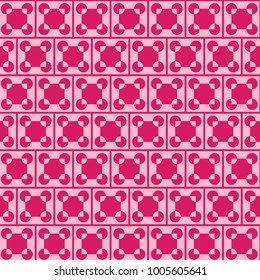 Mosaic Tiles Background with Squares and Circles. Pink Geometry Background for Tile, Fabric, Packaging Paper, Tablecloth, Banner, Textile. Surface Textures. Mosaic Tiles Background in Classic Style.