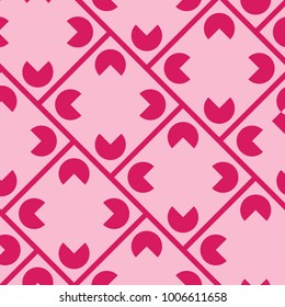 Mosaic Tiles Background with Squares and Circles. Pink Geometry Background for Tile, Fabric, Packaging Paper, Tablecloth, Banner, Textile. Surface Textures. Mosaic Tiles Background in Classic Style.