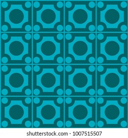 Mosaic Tiles Background with Squares and Circles. Blue Geometry Background for Tile, Fabric, Packaging Paper, Tablecloth, Banner, Textile. Surface Textures. Mosaic Tiles Background in Classic Style.