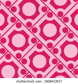 Mosaic Tiles Background with Squares and Circles. Pink Geometry Background for Tile, Fabric, Packaging Paper, Tablecloth, Banner, Textile. Surface Textures. Mosaic Tiles Background in Classic Style.