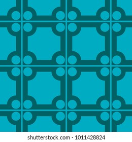 Mosaic Tiles Background with Squares and Circles. Blue Geometry Background for Tile, Fabric, Packaging Paper, Tablecloth, Banner, Textile. Surface Textures. Mosaic Tiles Background in Classic Style.