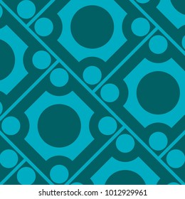 Mosaic Tiles Background with Squares and Circles. Blue Geometry Background for Tile, Fabric, Packaging Paper, Tablecloth, Banner, Textile. Surface Textures. Mosaic Tiles Background in Classic Style.
