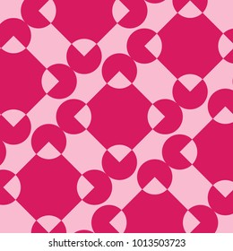 Mosaic Tiles Background with Squares and Circles. Pink Geometry Background for Tile, Fabric, Packaging Paper, Tablecloth, Banner, Textile. Surface Textures. Mosaic Tiles Background in Classic Style.