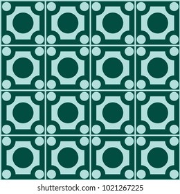 Mosaic Tiles Background with Squares and Circles. Blue Geometry Background for Tile, Fabric, Packaging Paper, Tablecloth, Banner, Textile. Surface Textures. Mosaic Tiles Background in Classic Style.