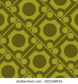 Mosaic Tiles Background with Squares and Circles. Geometry Green Background for Tile, Fabric, Packaging Paper, Tablecloth, Banner, Textile. Surface Textures. Mosaic Tiles Background in Classic Style.