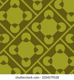 Mosaic Tiles Background with Squares and Circles. Geometry Green Background for Tile, Fabric, Packaging Paper, Tablecloth, Banner, Textile. Surface Textures. Mosaic Tiles Background in Classic Style.
