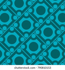 Mosaic Tiles Background with Squares and Circles. Blue Geometry Background for Tile, Fabric, Packaging Paper, Tablecloth, Banner, Textile. Surface Textures. Mosaic Tiles Background in Classic Style.