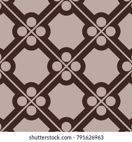 Mosaic Tiles Background with Squares and Circles. Brown Background for Tile, Fabric, Packaging Paper, Tablecloth, Banner, Textile. Surface Textures. Mosaic Tiles Background in Classic Style. Geometry.