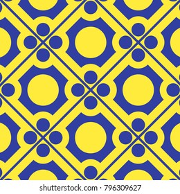 Mosaic Tiles Background with Squares and Circles. Geometry Background for Tile, Fabric, Packaging Paper, Tablecloth, Banner, Textile. Surface Textures. Mosaic Tiles Background in Classic Style.