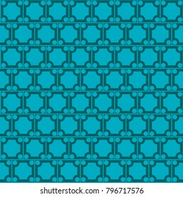 Mosaic Tiles Background with Squares and Circles. Blue Geometry Background for Tile, Fabric, Packaging Paper, Tablecloth, Banner, Textile. Surface Textures. Mosaic Tiles Background in Classic Style.