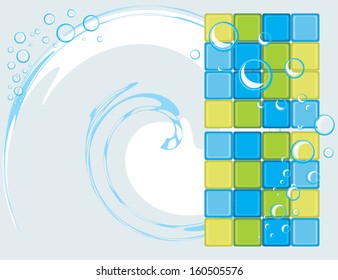 Mosaic tiles for bathroom. Abstract background. Vector