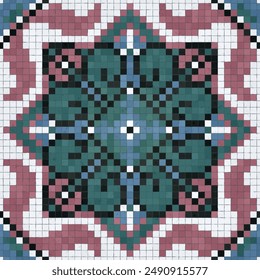 Mosaico azulejos fondo decorativo, Plantilla de patrón de Vector repetitivo sin costuras para Fondo de pantalla, fondo, impresión de madera, impresión de metal, impresión de plástico, impresión de vidrio, decoración
