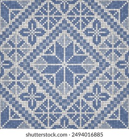 Mosaic tiles decorative background, seamless repeating vector pattern template for  wallpaper, background, wood print, metal print, plastic print, glass print, decor