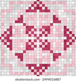 Mosaic tiles decorative background, seamless repeating vector pattern template for  wallpaper, background, wood print, metal print, plastic print, glass print, decor