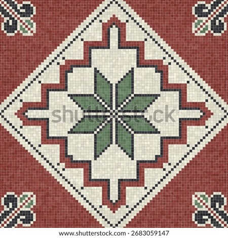 Mosaic tiles decorative background, seamless repeating vector pattern template for  wallpaper, background, wood print, metal print, plastic print, glass print, decor