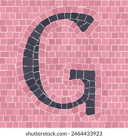 Mosaic tiles letter G. EPS 10 editable flat design vector seamless horizontal pattern.