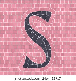 Mosaic tiles letter S. EPS 10 editable flat design vector seamless horizontal pattern.