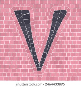 Mosaic tiles letter V. EPS 10 editable flat design vector seamless horizontal pattern.