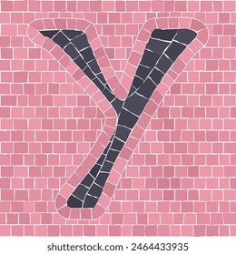 Mosaic tiles letter Y. EPS 10 editable flat design vector seamless horizontal pattern.