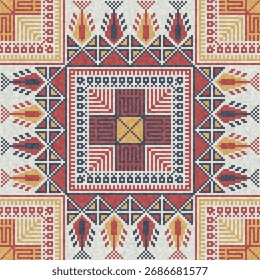 Mosaico azulejos composição de padrão sem costura com o tradicional motivo palestino. Plano de fundo vetorial editável para impressão, plano de fundo, web, disposição.