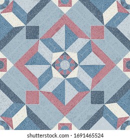 Mosaic tiles seamless pattern, vector background