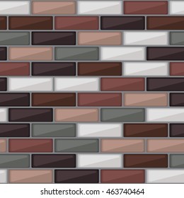 Mosaic tiles seamless vector background. Abstract graphic pattern with colorful brick elements. Vector illustration