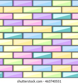Mosaic tiles seamless vector background. Abstract graphic pattern with colorful brick elements. Vector illustration