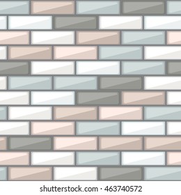 Mosaic tiles seamless vector background. Abstract graphic pattern with colorful brick elements. Vector illustration