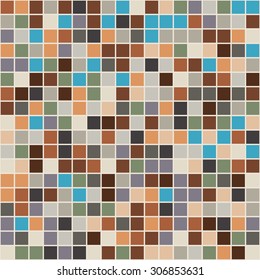 Mosaic tiles texture vector pattern. Square pixel seamless background
