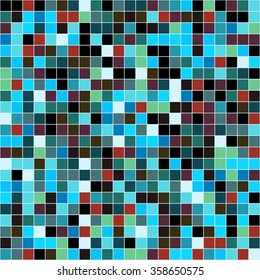 Mosaic tiles texture vector pattern. Square pixel seamless background