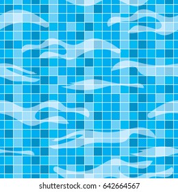 mosaic tiles under water in the pool