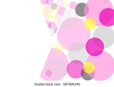 a mosaic of transparent colored circles on a white background, card