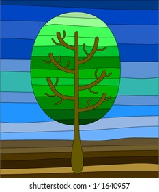 Mosaic tree with colorful background