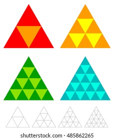 mosaic triangle elements with wireframe grid. tessellation, mosaic triangles