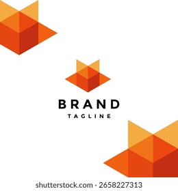 Mosaic Triangle Fox Box Logo Design. Simple Fox head Mosaic Triangle Logo Design.