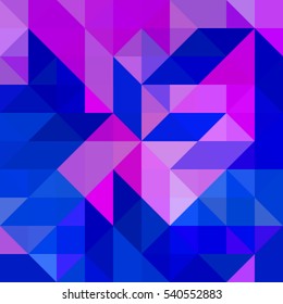 a mosaic of triangles, abstract geometric background of blue purple. Contemporary creativity, vector illustration