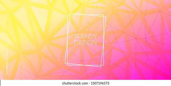 Mosaic Triangles Background. Digital Polygon Layout. Technology Vector Illustration. Pink Graphic Geometry. Triangular Background. Yellow Polygon Poster. Geometric Texture. Creative Polygon Pattern.