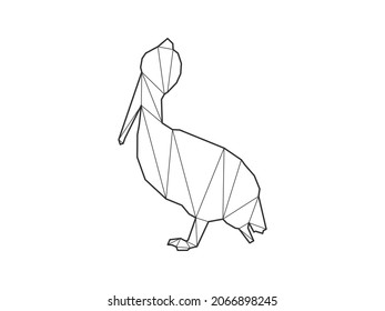 Mosaic triangles of bird isolated on a white background. Abstract design for vector.