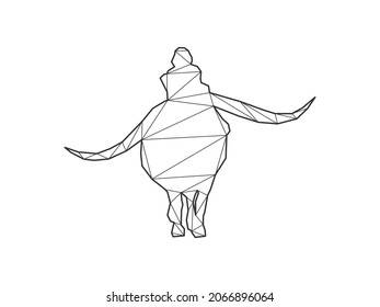 Mosaic triangles of boy riding buffalo isolated on a white background. Abstract design for vector.