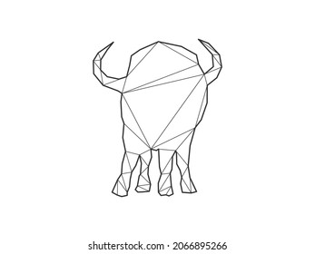 Mosaic triangles of buffalo isolated on a white background. Abstract design for vector.