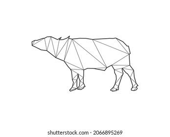 Mosaic triangles of buffalo isolated on a white background. Abstract design for vector.