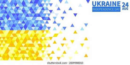 Mosaic of triangles in the colors of the flag of Ukraine. 
Empty space for text. Vector design for the decoration of banners, posters, cards, stickers, covers, etc. to the Independence Day of Ukraine.