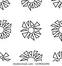 The mosaic of triangles flowers, Abstract pattern , vector seamless background, geometric print. Black and white