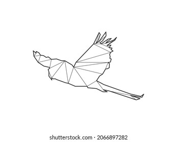 Triángulos mosaicos de pájaro volador aislado en un fondo blanco. Diseño abstracto para vector.