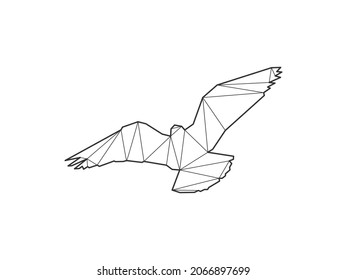 Mosaic triangles of flying eagle isolated on a white background. Abstract design for vector.