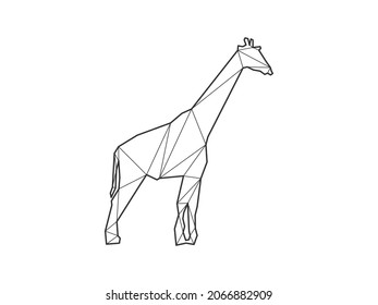 Mosaic triangles of giraffe standing isolated on a white background. Abstract design for vector.