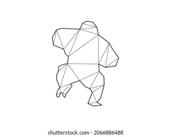 Triángulos mosaicos de gorilas aislados en un fondo blanco. Diseño abstracto para vector.