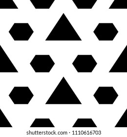 Mosaic. Triangles, hexagons ornament. Grid background. Ethnic tiles motif. Geometric grate wallpaper. Geometry backdrop. Digital paper, page fills, web design, textile print. Seamless abstract pattern